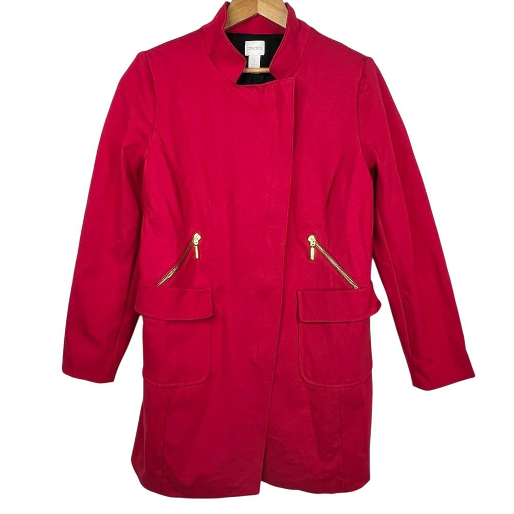 Chicos Red Zip Jacket Size 1/8